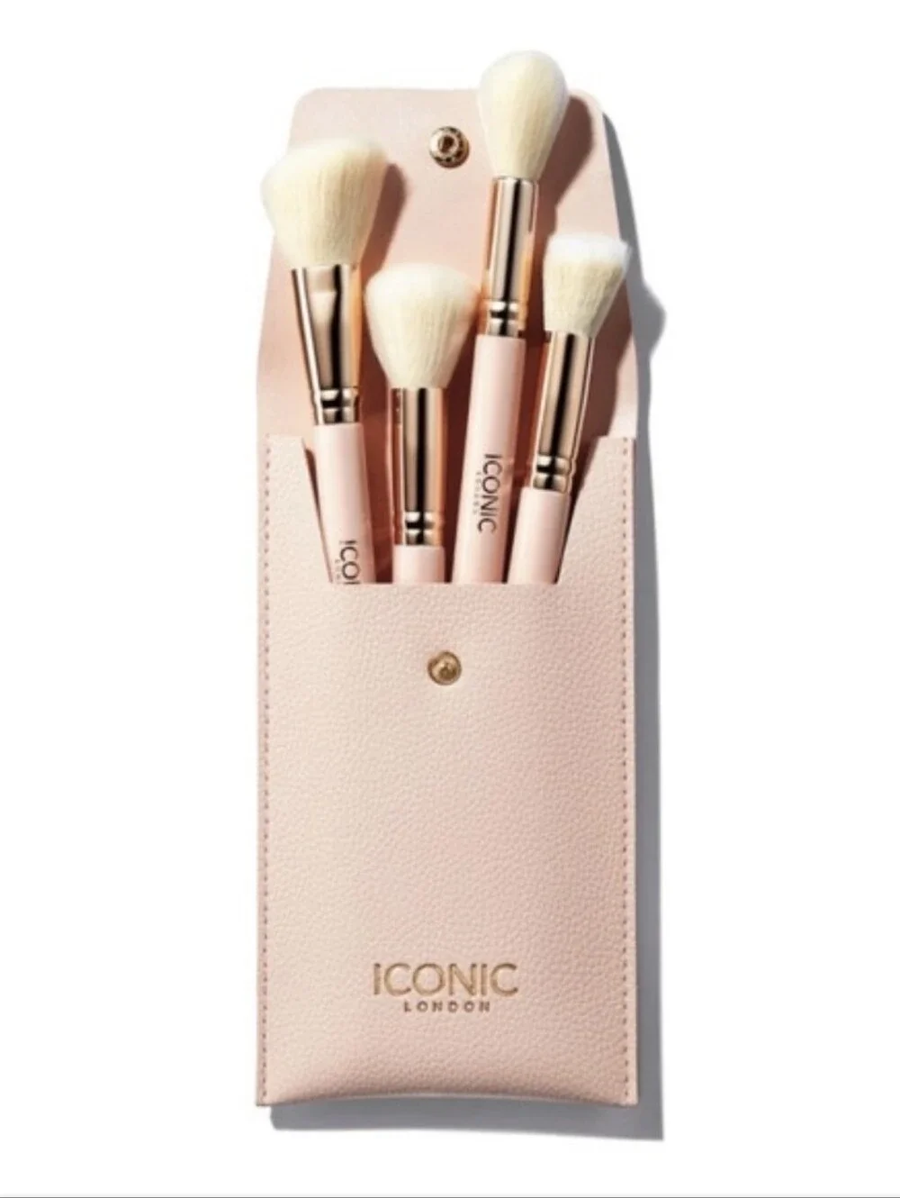 ICONIC London Blush Pink Brush Set with Rose-Gold Ferrules New
